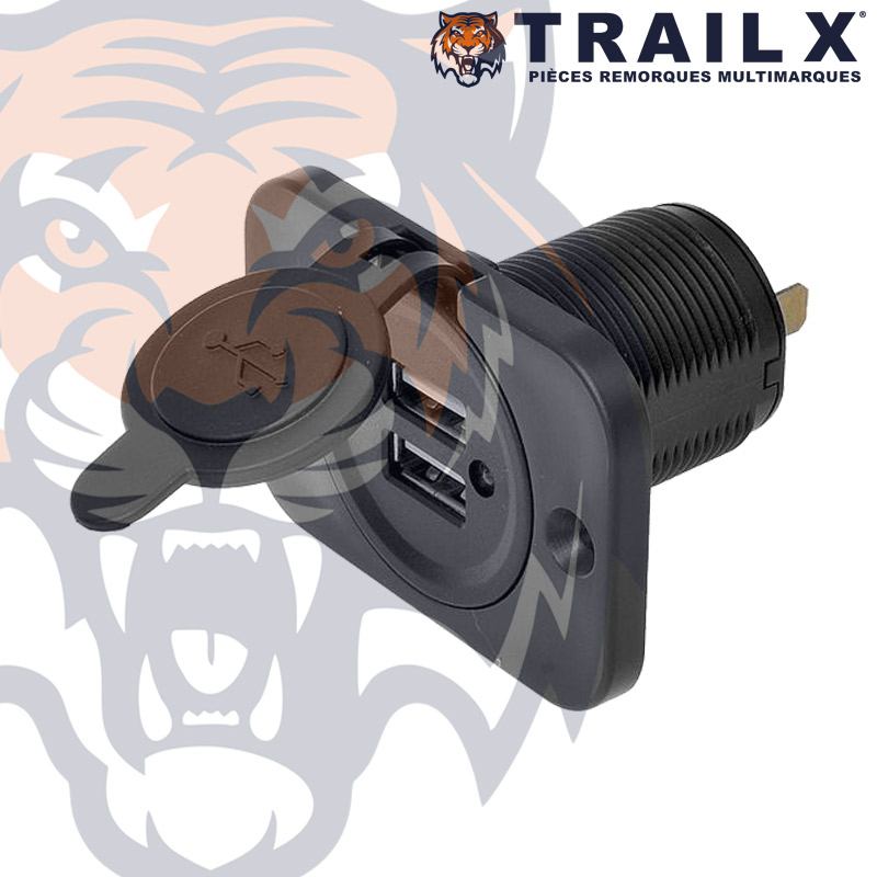 PRISE USB A ENCASTRER 12-24V - DOUBLE