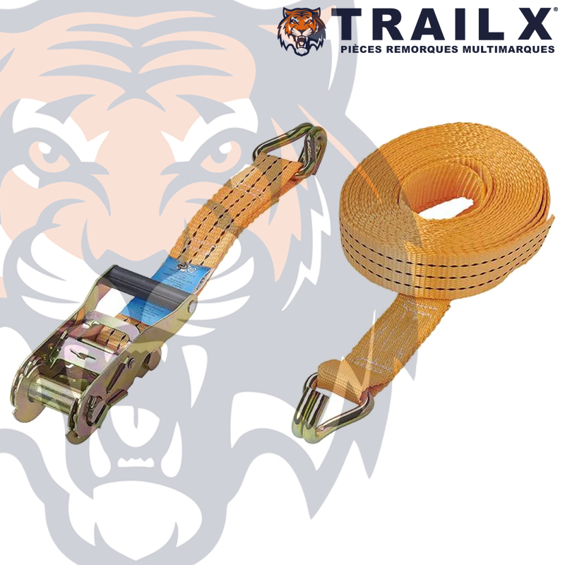 SANGLE 50MM 8M 5T CLIQUET + 2 CROCHETS DOIGTS SOUDÉS
