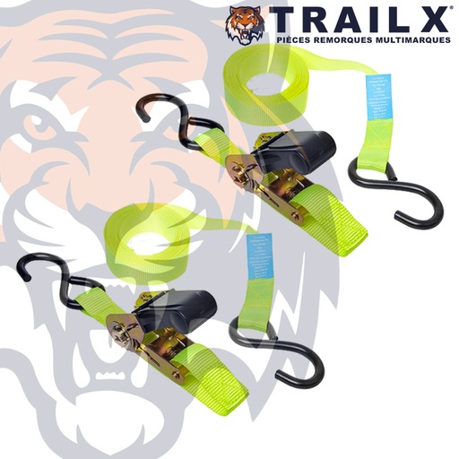 [UT124] SANGLE 25MM X 5M 500KGS CLIQUET + 2 CROCHETS S (X2)